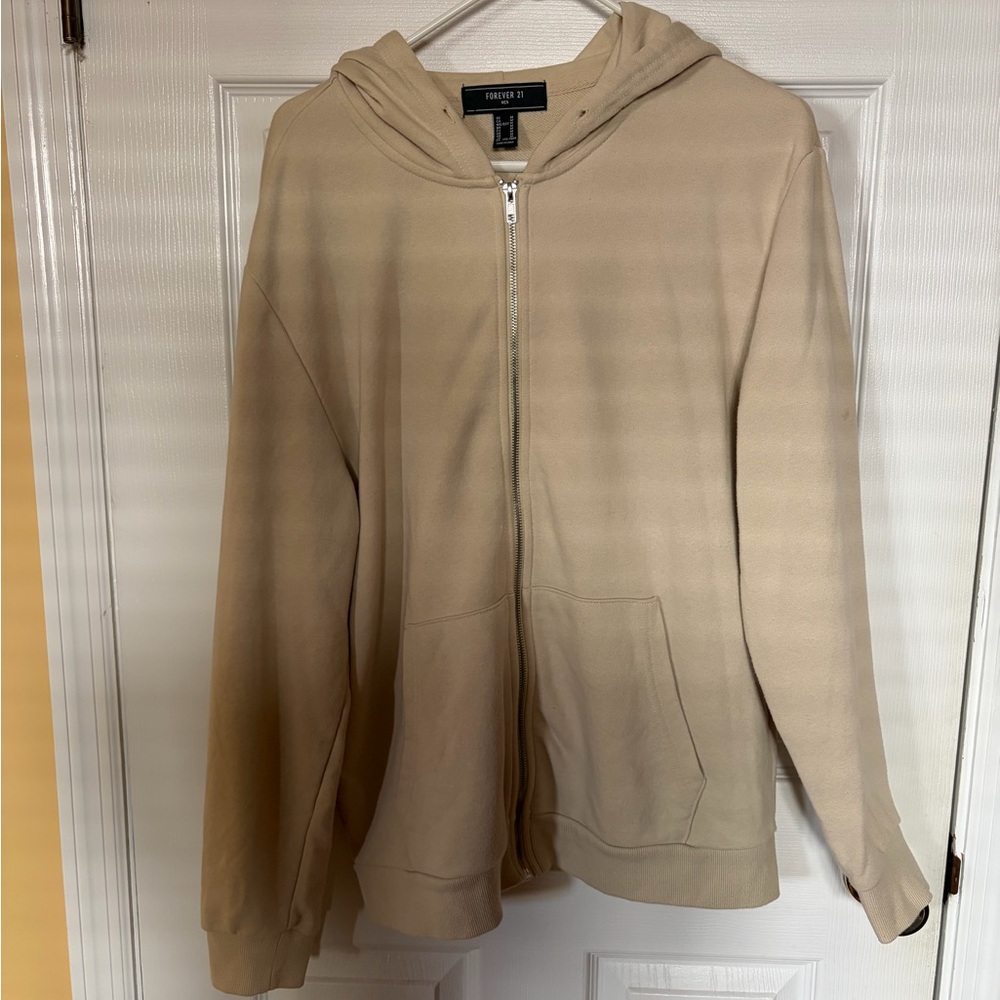 Forever 21 Cream Zip Up Hoodie